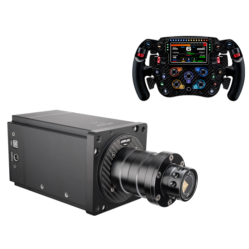 Alpha U Wheelbase without QR + Wheel FX Pro FX Steering Wheel with Color Screen Full Carbon Fiber l Six Paddles