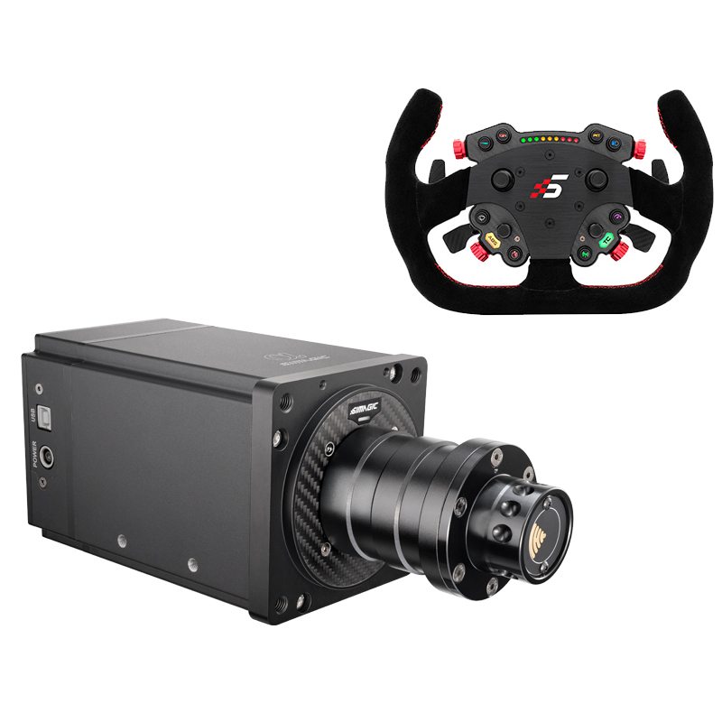 Alpha U Wheelbase without QR + GT C Steering Wheel | Shifter &amp; Clutch Paddles | Leather